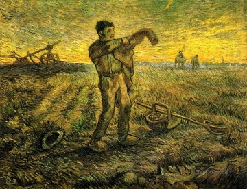 Tarde El final del día después de Millet Vincent van Gogh Pinturas al óleo